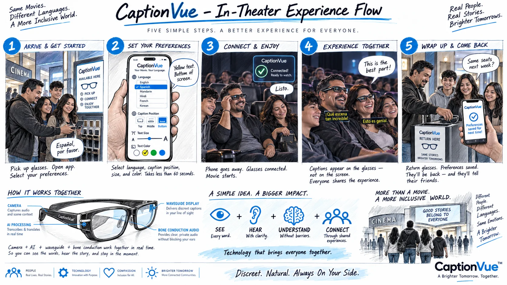 CaptionVue in-theater experience flow